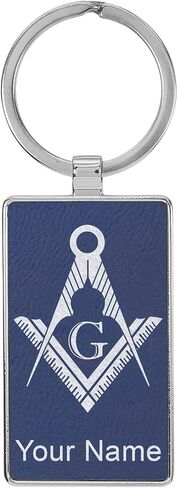 LaserGram Rectangle Keychain, Freemason Symbol, Personalized Engraving Included (Metal Frame) in Kuwait