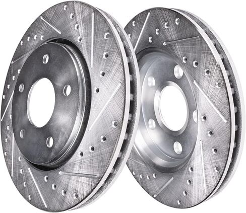 Detroit Axle - Rear Brake Rotors for Ford 2003-2011 Crown Victoria Mercury Grand Marquis Marauder Drilled & Slotted Brake Rotors 2004 2005 2006 2007 2008 2009 2010 Replacement [11.61" inch Rotors] in Kuwait