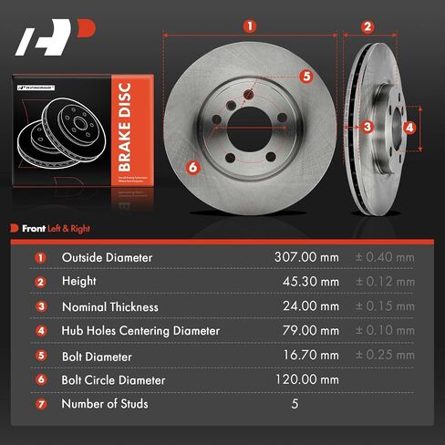 A-Premium 12.09 inch (307mm) Front Vented Disc Brake Rotors Compatible with Select Mini Models - Cooper Countryman 2011-2016, Cooper Paceman 2013-2016, 2-PC Set in Saudi Arabia