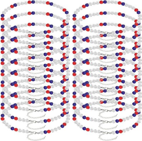 20 Pcs Bling Baseball Necklace Ice Beaded Baseball Necklace for Men Women Baseballer Inspired Beaded Rhinestone Discoball Necklaces Unisex Cool Gifts for Baseball Players Lovers Team Lovers in Kuwait