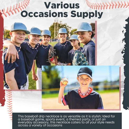 20 Pcs Bling Baseball Necklace Ice Beaded Baseball Necklace for Men Women Baseballer Inspired Beaded Rhinestone Discoball Necklaces Unisex Cool Gifts for Baseball Players Lovers Team Lovers in Kuwait