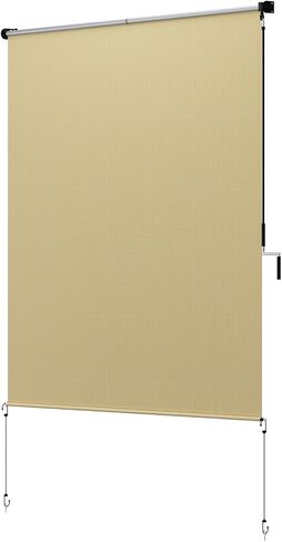 96" W x 72" L Outdoor Roller Shades - Extra Large UV Protection Blinds for Pergola/Gazebo, Cordless Design & Energy Efficient Patio Cover, Beige in Saudi Arabia