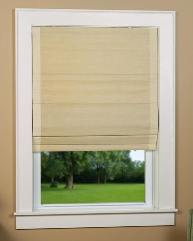 Thermal Cordless Woven Roman Shade, 36 by 63-Inch, Sand Border in Saudi Arabia