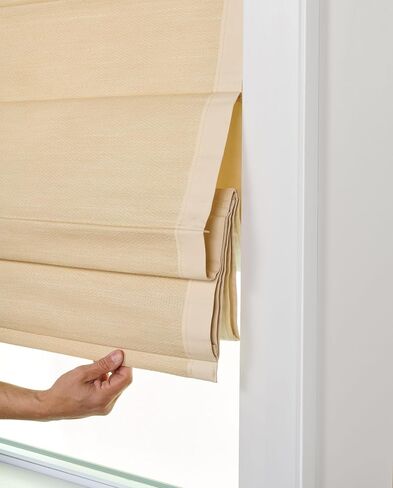 Thermal Cordless Woven Roman Shade, 36 by 63-Inch, Sand Border in Saudi Arabia