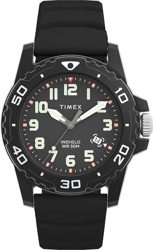 Timex Men's Diver 42mm Watch - Black Strap Black Dial Black Case in Saudi Arabia