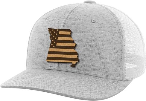 Greater Half Missouri Leather Patch Trucker Hat – USA Made Adjustable Snapback Mesh Cap – United– 6-Panel Mid Profile in Saudi Arabia