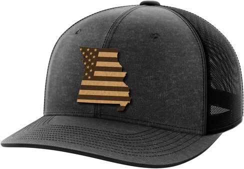 Greater Half Missouri Leather Patch Trucker Hat – USA Made Adjustable Snapback Mesh Cap – United– 6-Panel Mid Profile in Saudi Arabia