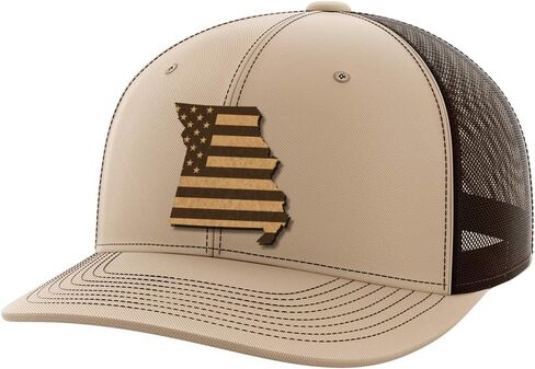Greater Half Missouri Leather Patch Trucker Hat – USA Made Adjustable Snapback Mesh Cap – United– 6-Panel Mid Profile in Saudi Arabia