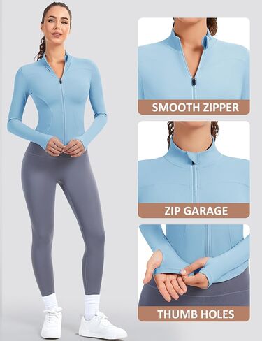 جاكيت Joygirl الجري للنساء سترات تجريب zip up slim fit stholect uga قمم اقتصاص مع ثقوب الإبهام in Kuwait