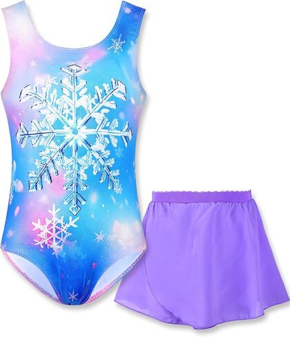 Girls Gymnastics Leotards Sleeveless Tumble Outfit with Removable Skirt Kids Dance Dress Combo in Kuwait