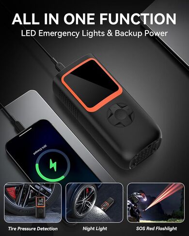 ضاغط الهواء المحمول في إطارات إطارات - 150ppsi و 20000mah تضخم إطارات محمولة مع مقياس ضغط ، ضاغط الهواء المحمول 4x أسرع لإطارات السيارات ، مضخة هواء مع ضوء LED للسيارة ، دراجة نارية ، دراجة ، دراجة. in Kuwait