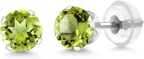 Gem Stone King 14K White Gold Sky Blue Topaz Stud Earrings For Women Men 1.40 cttw Gemstone Birthstone Round 5MM in Saudi Arabia