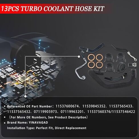 13Pcs Turbo Coolant Hose Kit Turbocharger Coolant Inlet & Return Hoses for Mini Cooper S R55 R56-R59 R60 R61 JCW Clubman 2011-2016, Replaces 11537600674 11539845352 11537565433 11537565432 in Saudi Arabia