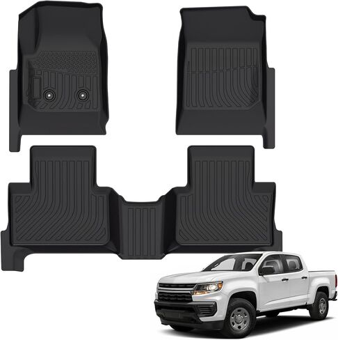 Floor Mats for Chevrolet Chevy Colorado Crew Cab 2015-2022 and for GMC Canyon Crew Cab 2015-2022, TPE Waterproof Non-Slip All Weather Protection Custom in Saudi Arabia