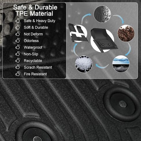Floor Mats for Chevrolet Chevy Colorado Crew Cab 2015-2022 and for GMC Canyon Crew Cab 2015-2022, TPE Waterproof Non-Slip All Weather Protection Custom in Saudi Arabia