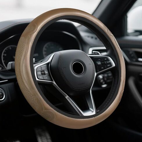 Car Steering Wheel Cover, Steering Wheel Accessories, Breathable Microfiber Leather Auto Wheels Protector, Universal 15 Inch Anti-Slip Protector Car Accessories for SUV Sedan Truck (Black) in Saudi Arabia
