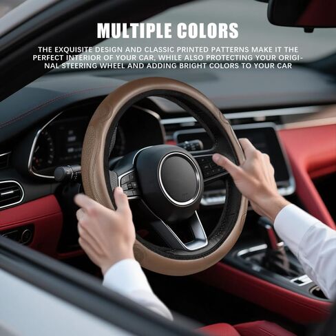 Car Steering Wheel Cover, Steering Wheel Accessories, Breathable Microfiber Leather Auto Wheels Protector, Universal 15 Inch Anti-Slip Protector Car Accessories for SUV Sedan Truck (Black) in Saudi Arabia
