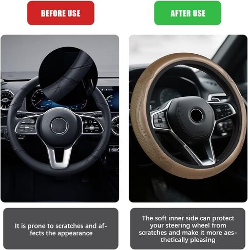 Car Steering Wheel Cover, Steering Wheel Accessories, Breathable Microfiber Leather Auto Wheels Protector, Universal 15 Inch Anti-Slip Protector Car Accessories for SUV Sedan Truck (Black) in Saudi Arabia
