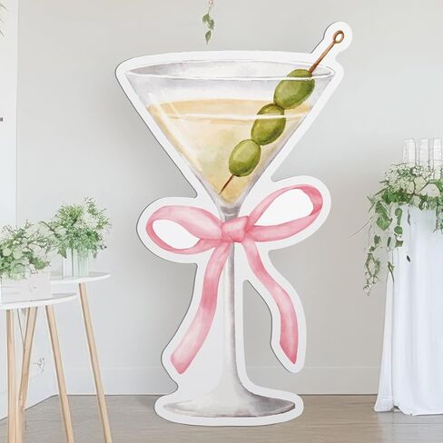زخارف الحزب الأقدم في Tini Backdrop Espresso Martini Bow Backdrop Coquette Birthdy Party Party Decortations for Women Martini Bar Bachelorette Bridal Supplies in Kuwait
