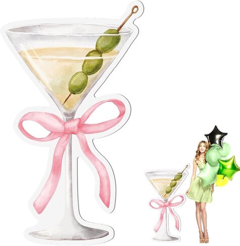 زخارف الحزب الأقدم في Tini Backdrop Espresso Martini Bow Backdrop Coquette Birthdy Party Party Decortations for Women Martini Bar Bachelorette Bridal Supplies in Kuwait