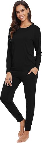 WiWi Viscose from Bamboo Women's Pajama Set Soft Long Raglan Sleeve Set Round Neck Pajamas S-XXL in Saudi Arabia