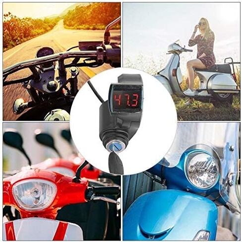 Aynefy Motorcycle Throttle Lock, Electric Scooter Throttle Otorcycle Throttle Lock Thumb Throttle Led Digital Voltage Display Battery Voltage Switch Power with Key Lock in Saudi Arabia