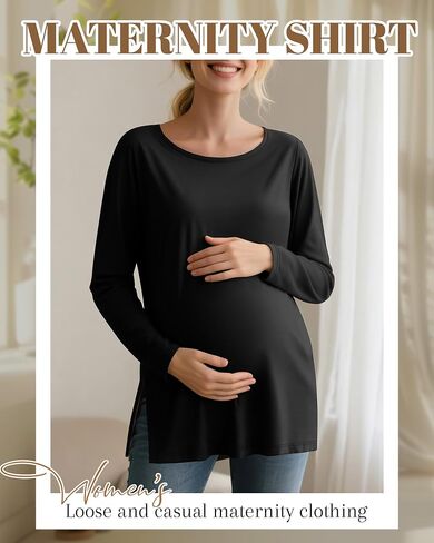 RIYIPER 3 Pack Women's Gaternity Sleeve Dertts Round Dound Side Side Tops Tops Lourd in Kuwait