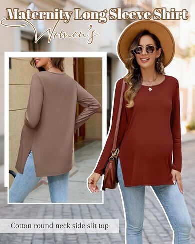 RIYIPER 3 Pack Women's Gaternity Sleeve Dertts Round Dound Side Side Tops Tops Lourd in Kuwait