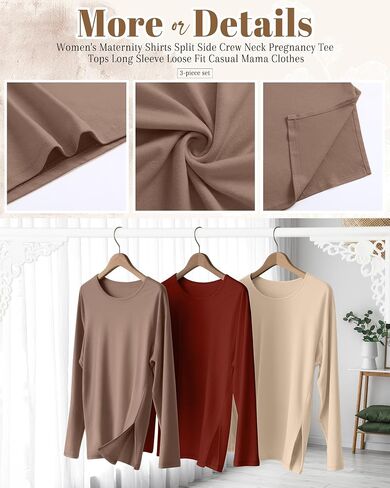 RIYIPER 3 Pack Women's Gaternity Sleeve Dertts Round Dound Side Side Tops Tops Lourd in Kuwait