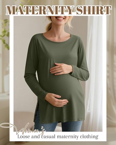 RIYIPER 3 Pack Women's Gaternity Sleeve Dertts Round Dound Side Side Tops Tops Lourd in Kuwait