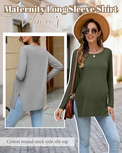 RIYIPER 3 Pack Women's Gaternity Sleeve Dertts Round Dound Side Side Tops Tops Lourd in Kuwait