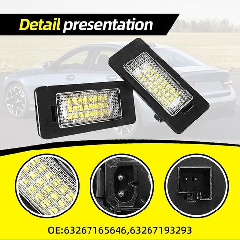 مجموعة مصباح LED لوحة ترخيص LED ، متوافقة مع BMVV 1 Series E82 E88 2007-2012 ، 3 Series E90 E91 2006-2011 ، E92 E93 2007-2012 وما إلى ذلك ، مدعوم من 24-SMD 6000K (2 PCS White) in Saudi Arabia