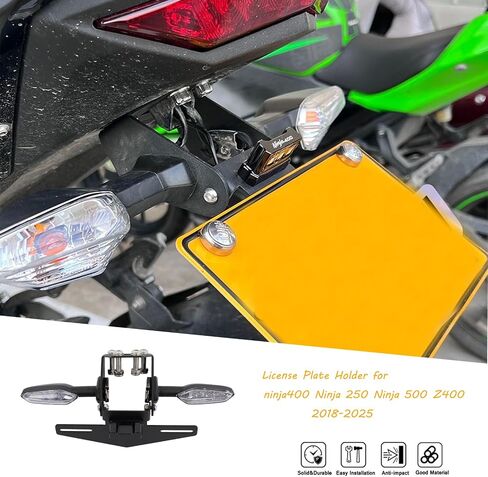 Tail Tidy Kit for Ninja400 Z400 Ninja 250 Ninja 500 2018-2025 Fender Eliminator Kit حامل لوحة ترخيص قابلة للطي مجهز ، مصباح ترخيص ، مصابيح الإشارة للركوب والتشغيل (الدخان) in Kuwait