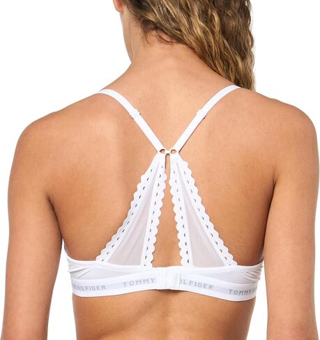 Tommy Hilfiger Women's Mesh Ric-Rac Trim Logoband Push-Up Micro Bra in Kuwait
