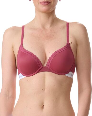 Tommy Hilfiger Women's Mesh Ric-Rac Trim Logoband Push-Up Micro Bra in Kuwait