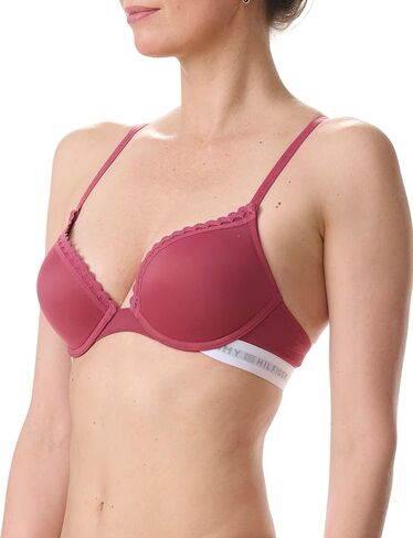 Tommy Hilfiger Women's Mesh Ric-Rac Trim Logoband Push-Up Micro Bra in Kuwait