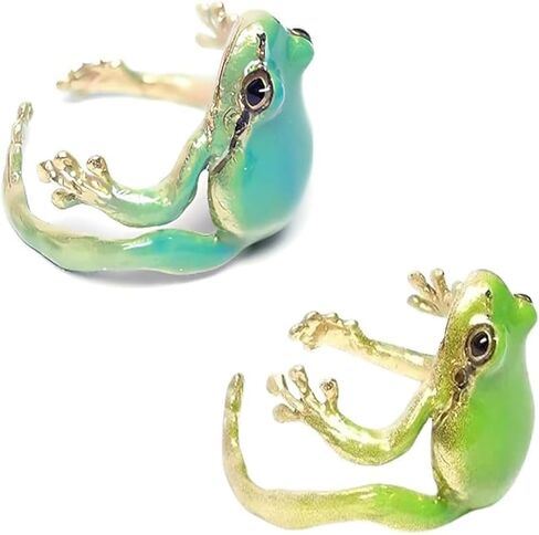 Huasai 2 PCS Frog Rings for Women Tree Tree Frog Ring قابلة للتعديل قابلة للتعديل in Kuwait