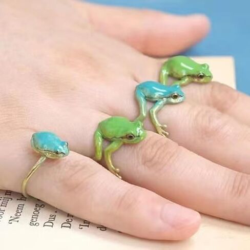 Huasai 2 PCS Frog Rings for Women Tree Tree Frog Ring قابلة للتعديل قابلة للتعديل in Kuwait