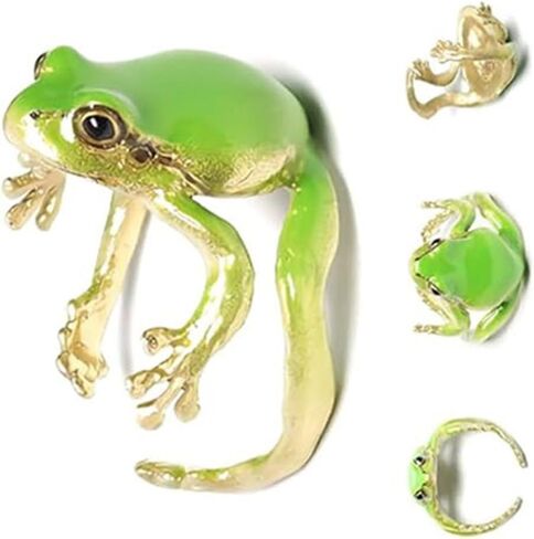 HUASAI 2 PCS Frog Rings for Women Cute Tree Frog Ring Adjustable Open Rings Funny Animal Ring Jewelry Gifts in Saudi Arabia