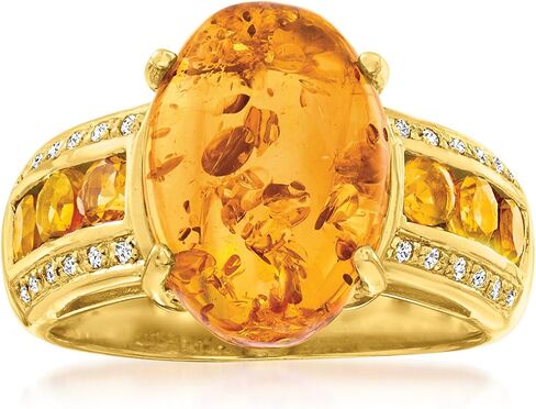 Ross-Simons Amber and .50 ct. t.w. Citrine Ring With White Topaz in 18kt Gold Over Sterling in Saudi Arabia