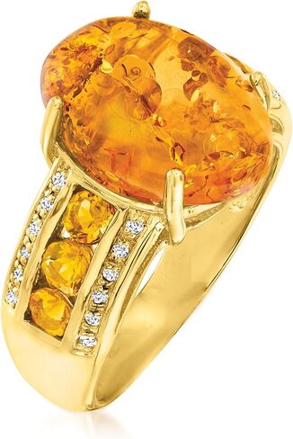 Ross-Simons Amber and .50 ct. t.w. Citrine Ring With White Topaz in 18kt Gold Over Sterling in Saudi Arabia