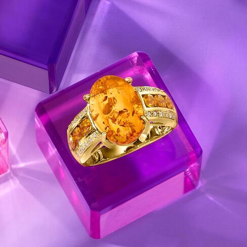 Ross-Simons Amber and .50 ct. t.w. Citrine Ring With White Topaz in 18kt Gold Over Sterling in Saudi Arabia