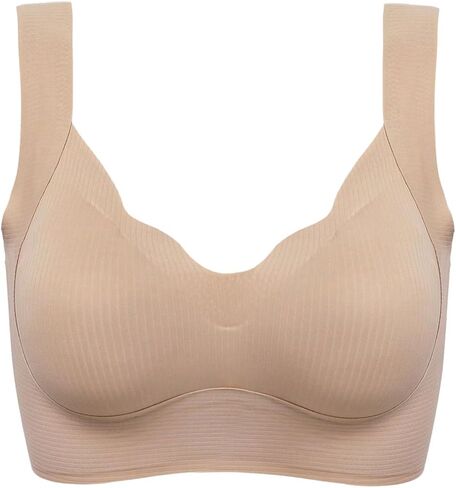 OYOANGLE Women's Push Up Wireless Seamless Bras Scallop Trim Full Coverage Padded Bralettes in Saudi Arabia