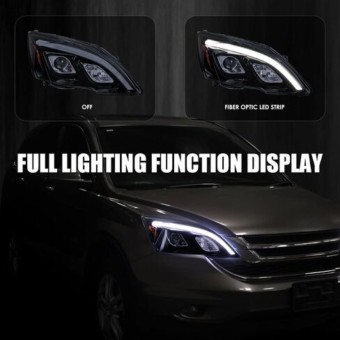 SPEC-D TUNING JDM Glossy Black Smoke LED Projector Headlights Compatible with 2007-2011 Honda CR-V, Left + Right Pair Headlamps Assembly in Saudi Arabia