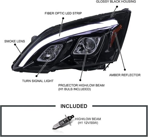 SPEC-D TUNING JDM Glossy Black Smoke LED Projector Headlights Compatible with 2007-2011 Honda CR-V, Left + Right Pair Headlamps Assembly in Saudi Arabia
