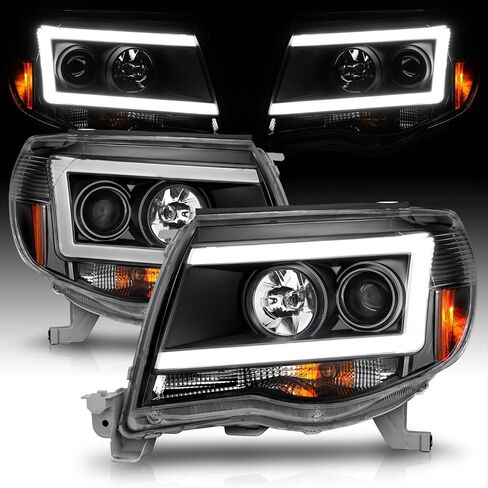 amerilite لعام 2005-2011 تويوتا تاكوما c-type switchback LED أنبوب الإشارة مربع المصابيح الأمامية السوداء-جانب الركاب والسائق in Saudi Arabia