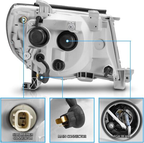 amerilite لعام 2005-2011 تويوتا تاكوما c-type switchback LED أنبوب الإشارة مربع المصابيح الأمامية السوداء-جانب الركاب والسائق in Saudi Arabia