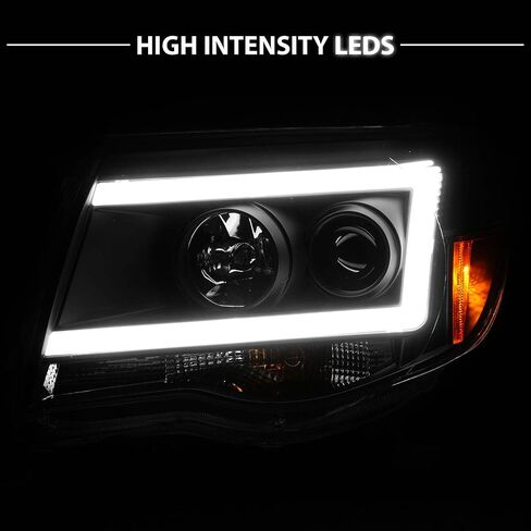 amerilite لعام 2005-2011 تويوتا تاكوما c-type switchback LED أنبوب الإشارة مربع المصابيح الأمامية السوداء-جانب الركاب والسائق in Saudi Arabia