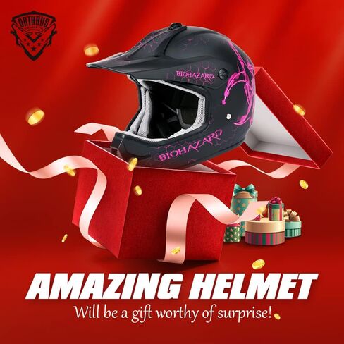 خوذة Orthrus DOT للبالغين والشباب للدراجة الترابية ATV Motocross على الطرق الوعرة دراجة الدراجات النارية (Bio-Pink ، L) in Kuwait
