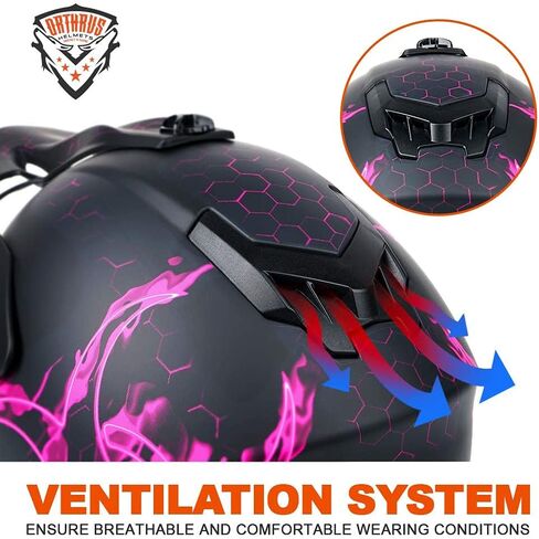 خوذة Orthrus DOT للبالغين والشباب للدراجة الترابية ATV Motocross على الطرق الوعرة دراجة الدراجات النارية (Bio-Pink ، L) in Kuwait
